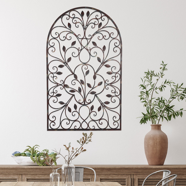 Hastings Home Hastings Home Iron Arched Window Panel Wall Decor 842482WHV